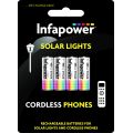 Infapower 1.2v 400mAh pack of 4 x  2/3AAA rechargeable for Solar Lights